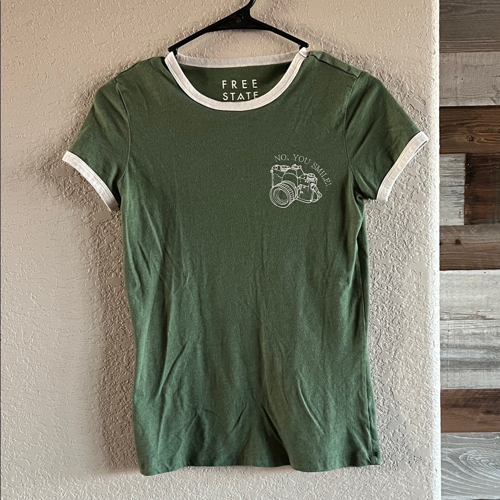 Free State Olive Tee with White Accents